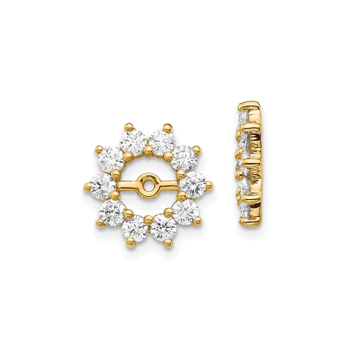 14k Yellow Gold Earring Jackets with Diamond and Circular Floral Design