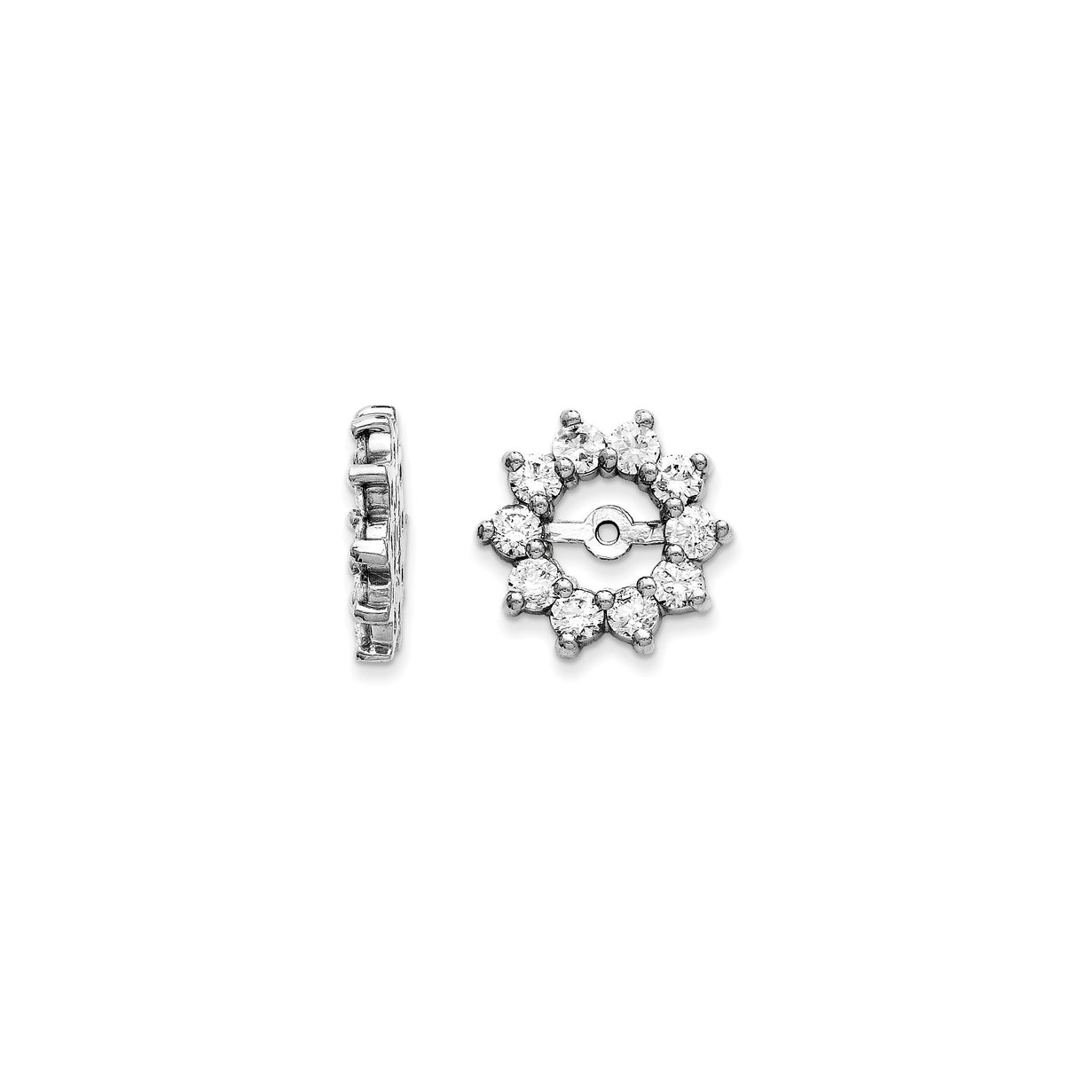 14k White Gold Diamond Earring Jackets with Floral Halo Design