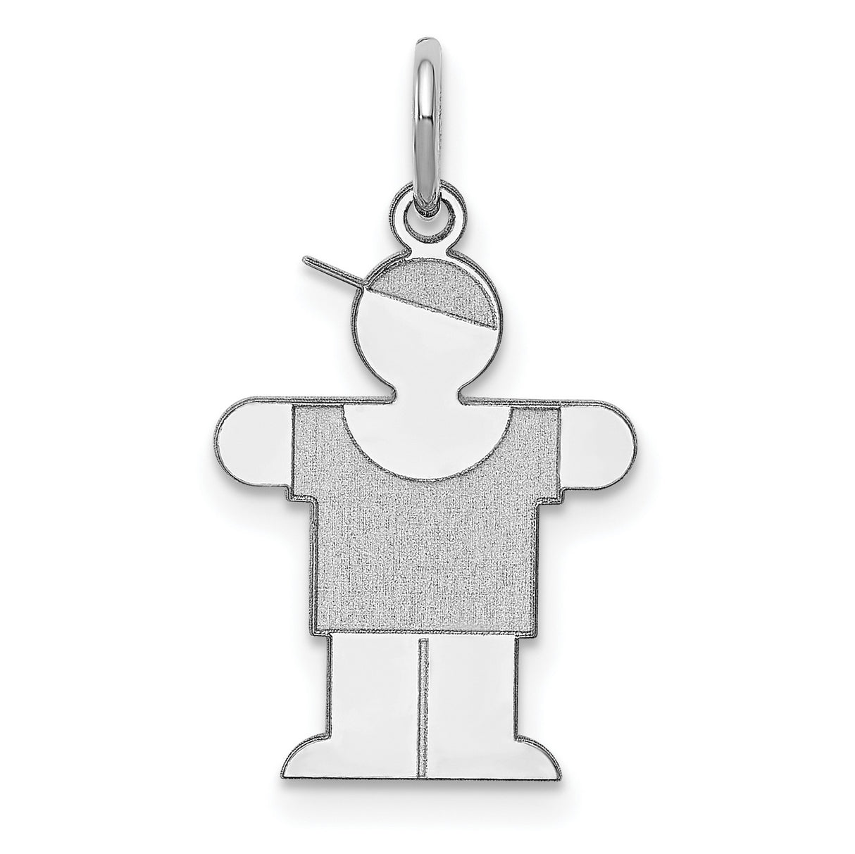 14k White Gold Boy Charm Pendant with Cap, Minimalist Family Jewelry for Women