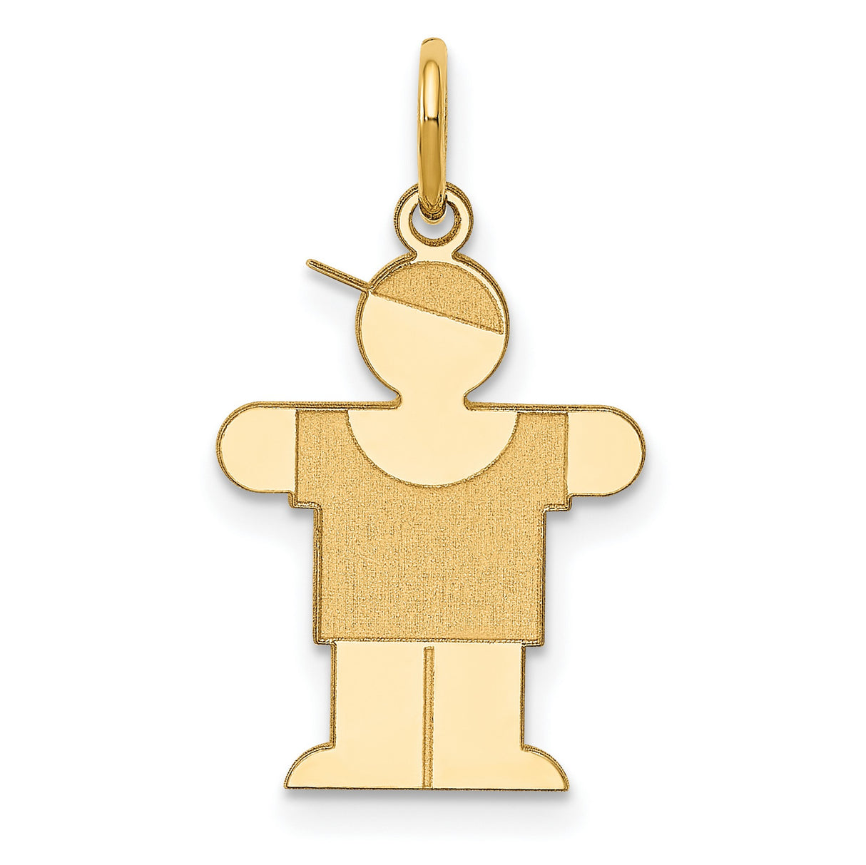 14k Yellow Gold Boy Pendant Charm, Stylized Boy with Cap, Family Love Symbol Jewelry