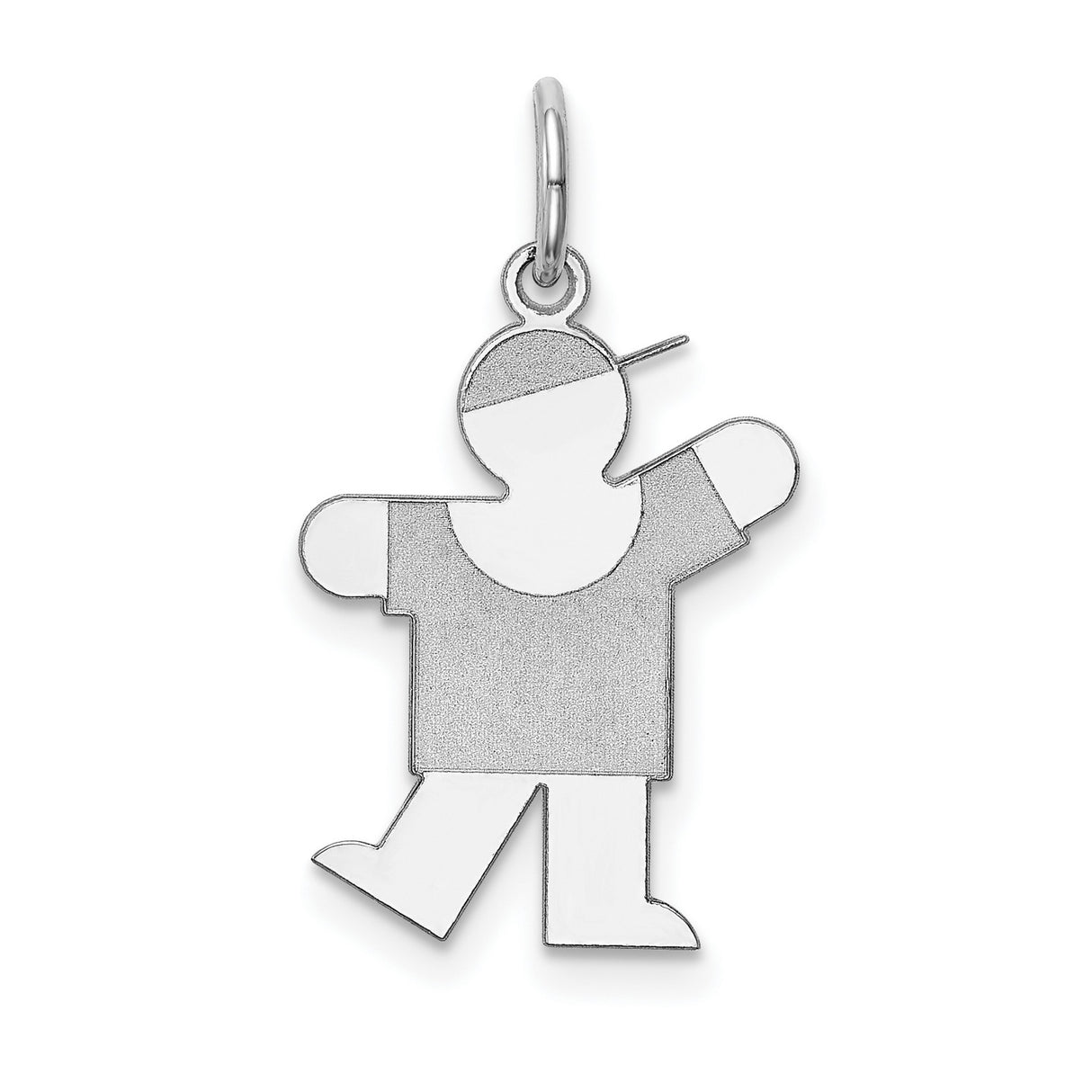 14k White Gold Boy Charm Pendant with Cap and T-Shirt, Family Keepsake Jewelry