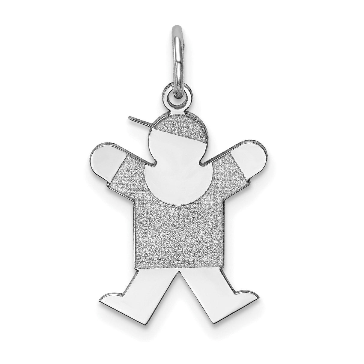 14k White Gold Boy Charm Pendant with Cap, Minimalist Family Symbol Design