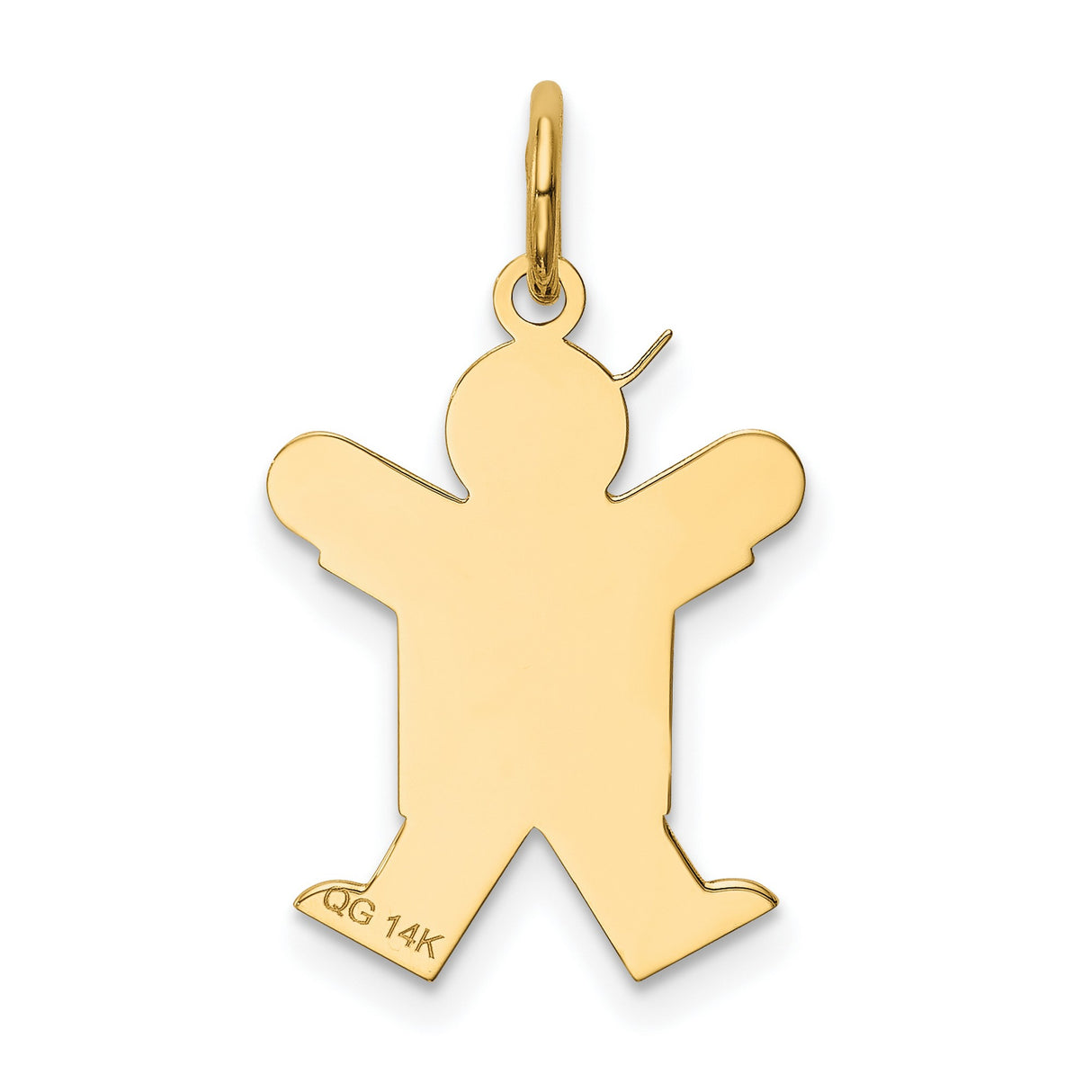 14k Yellow Gold Boy Charm Pendant with Cap and T-Shirt Design