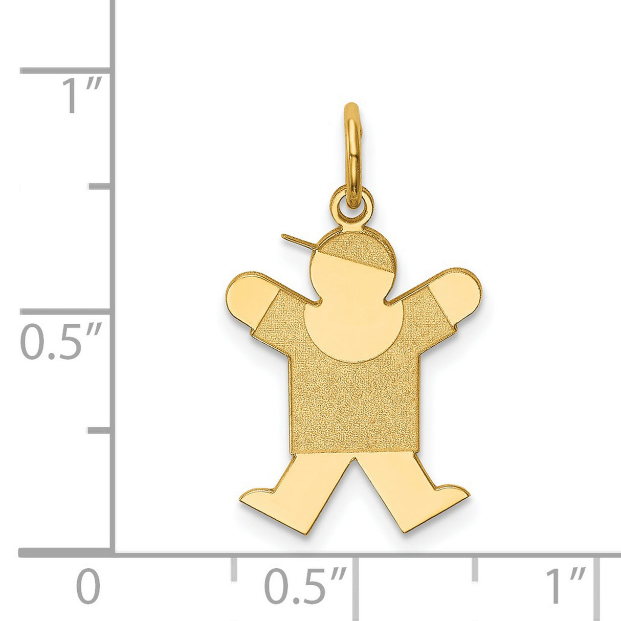 14k Yellow Gold Boy Charm Pendant with Cap and T-Shirt Design