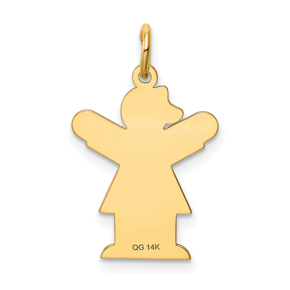 14k Yellow Gold Girl Silhouette Charm Pendant, Sentimental Family Keepsake for Women or Moms