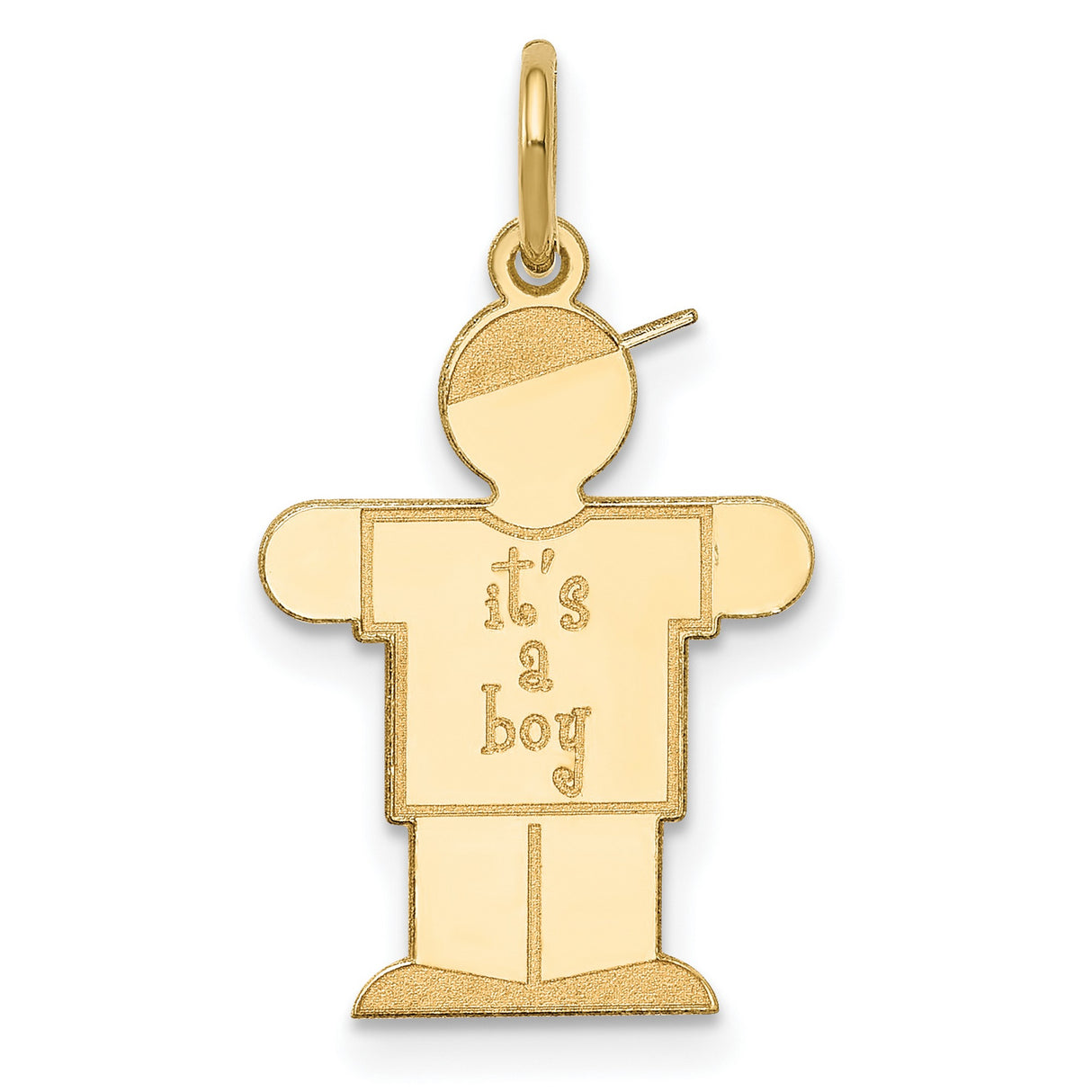 14k Yellow Gold Boy Shaped Pendant with It Is a Boy Phrase, Motherhood and Family Theme