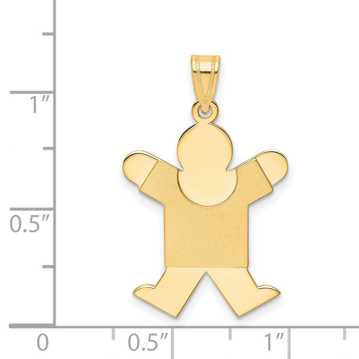 14k Yellow Gold Boy Pendant Charm with Polished and Matte Finish, Minimalist Family Jewelry