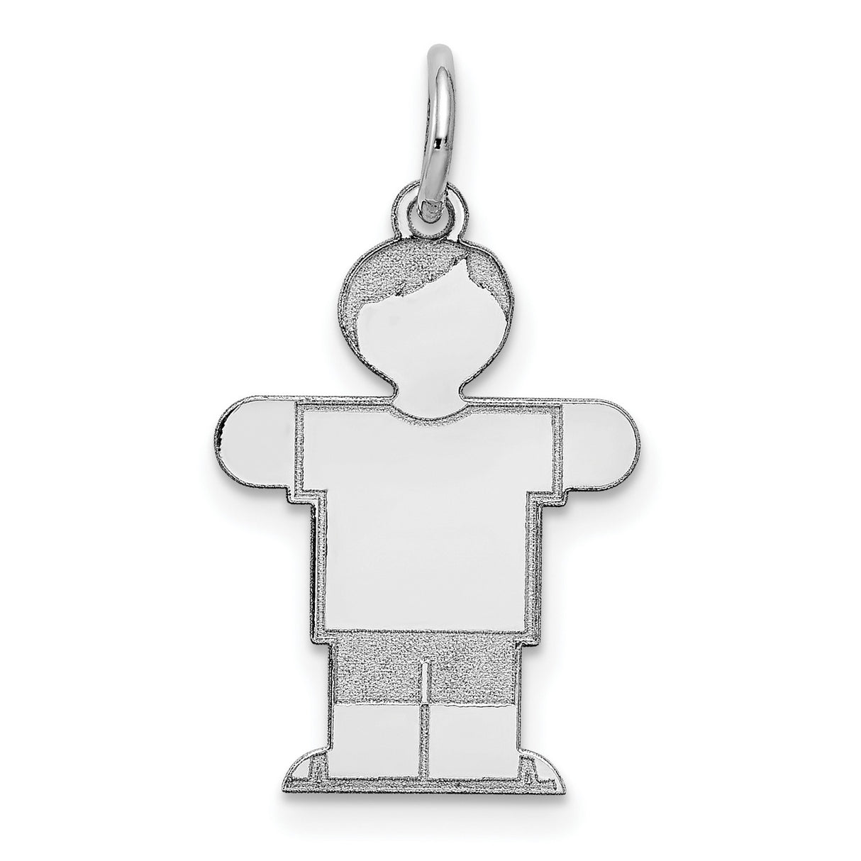 14k White Gold Boy Silhouette Pendant Charm, Engravable Family Jewelry for Mom or Grandmother