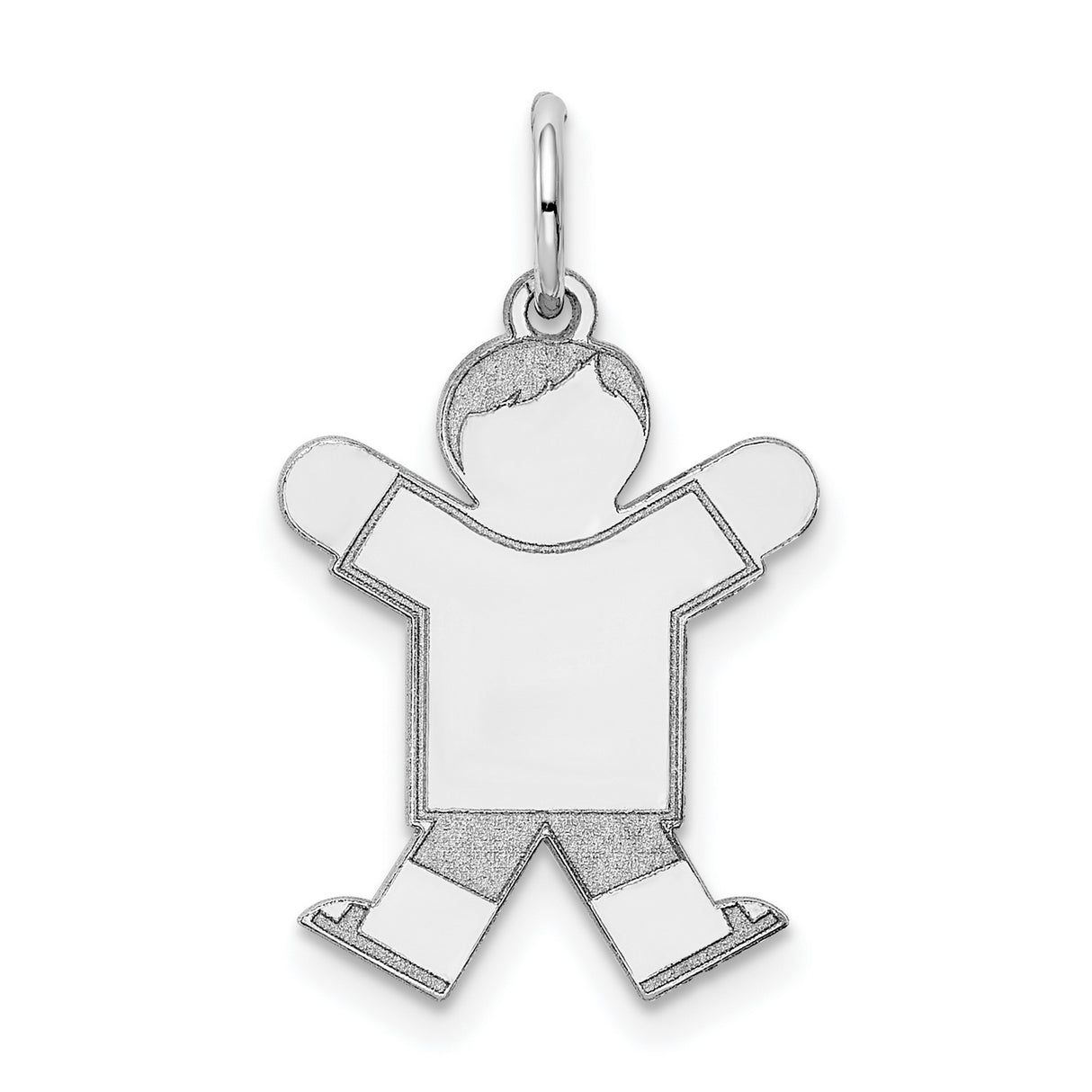 14k White Gold Boy Pendant Charm, Etched Figure Design, Symbol of Motherhood and Family