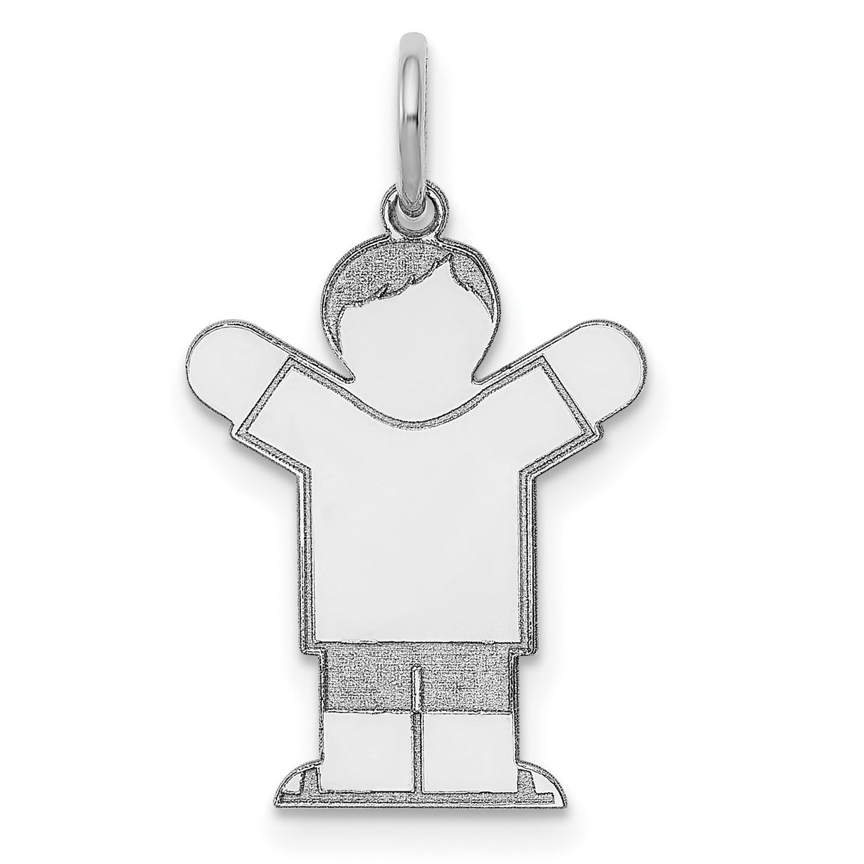 14k White Gold Boy Charm Pendant with Raised Arms, Minimalist Family Jewelry for Women