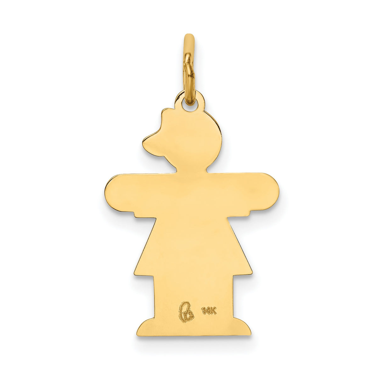 14k Yellow Gold Girl Charm Pendant with American Flag Design, Patriotic Family Jewelry