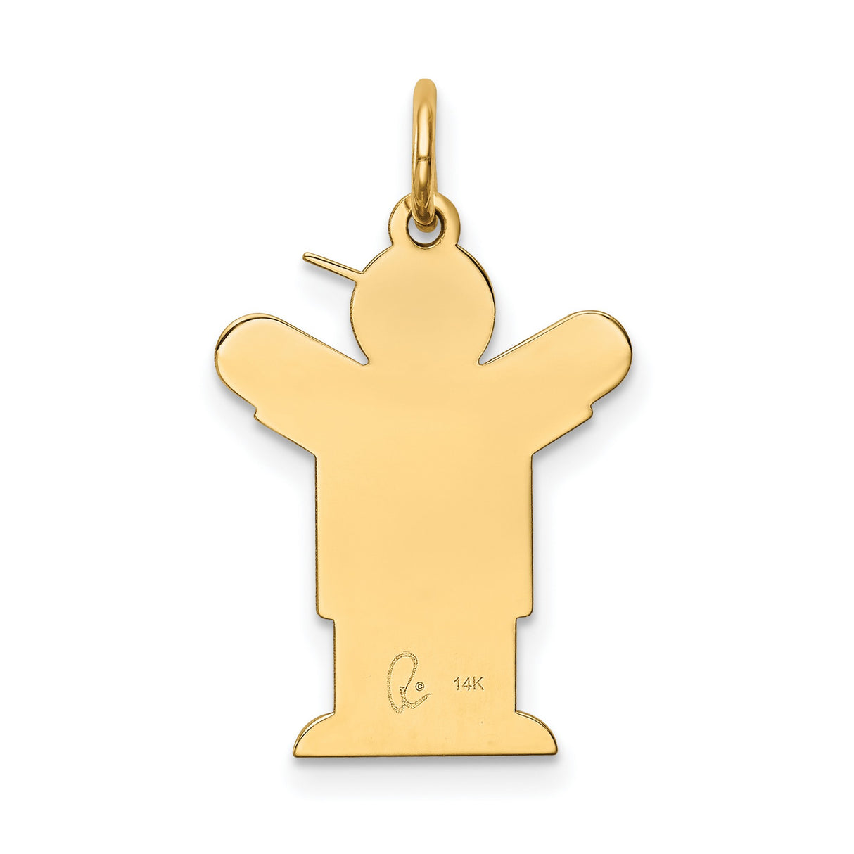 14k Yellow Gold Boy Pendant with Sideways Cap, Cartoon Style Family Charm