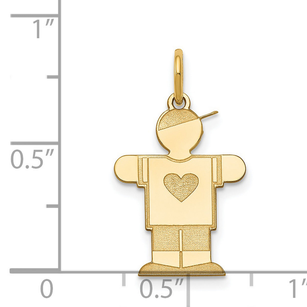 14k Yellow Gold Boy Charm Pendant with Heart and Cap, Sentimental Family Jewelry for Women