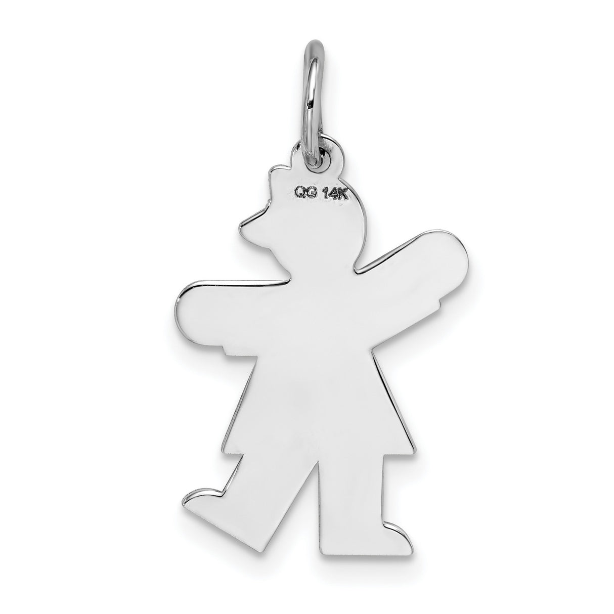 Kid Charm Pendant in Real 14k White Gold