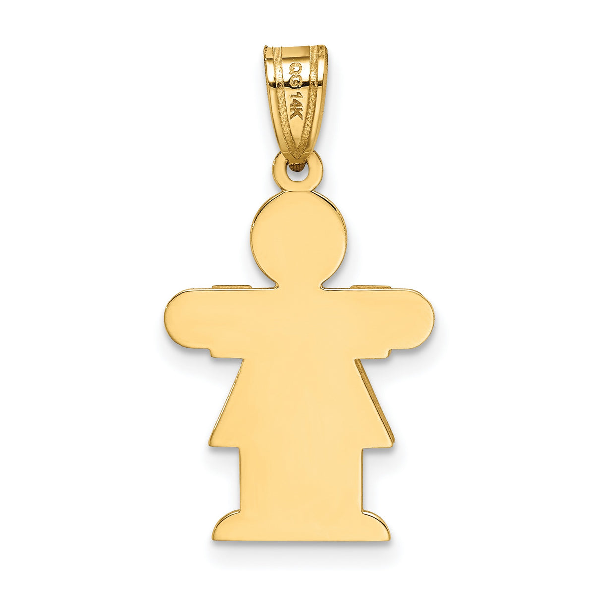 Girl Charm Pendant in Real 14k Yellow Gold