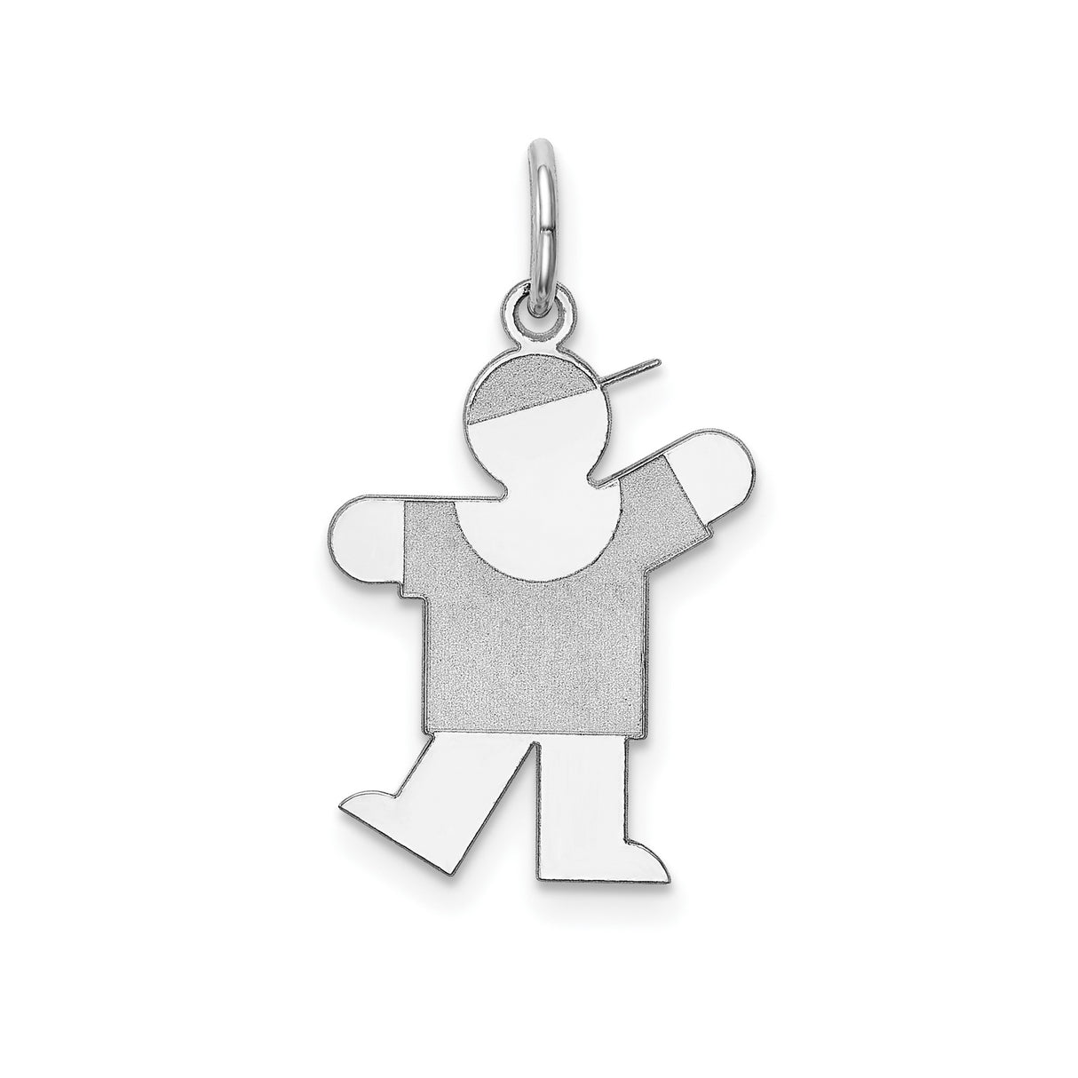 Sterling Silver Boy Charm Pendant with Cap, Stick Figure Design, Minimalist Family Jewelry