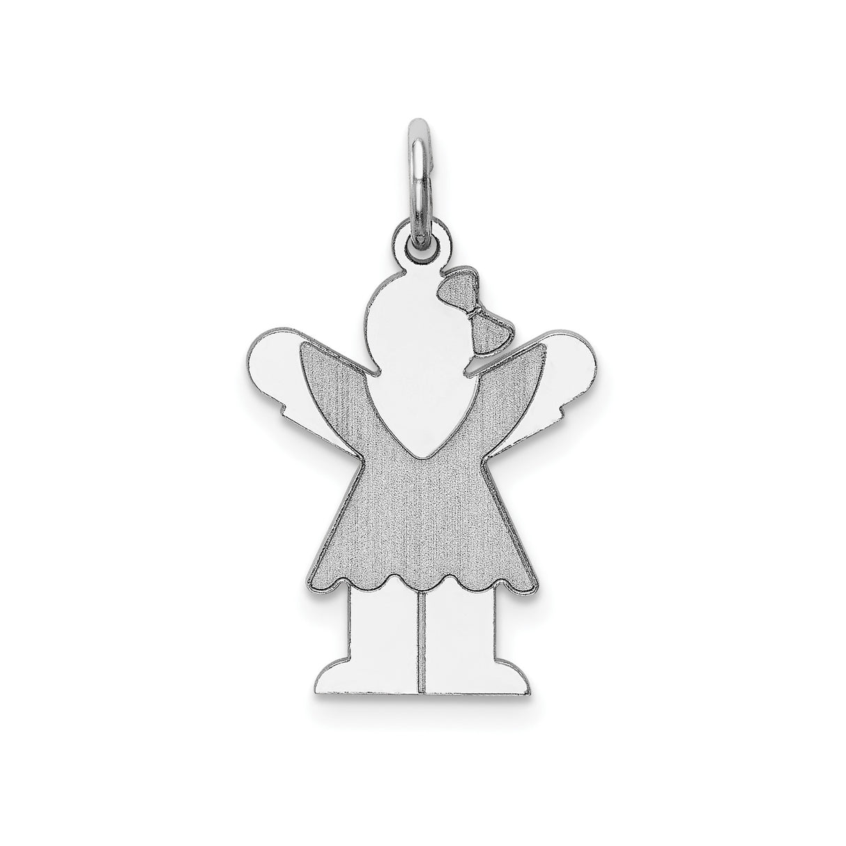 Sterling Silver Girl Pendant Charm with Bow and Dress, Family Silhouette Design