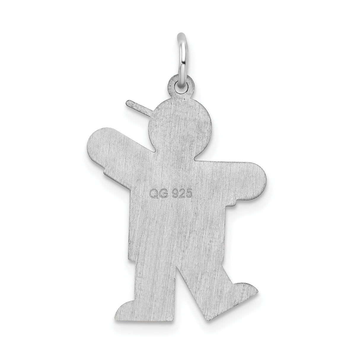 Sterling Silver Boy Charm Pendant with Cap, Flat Polished Design, Symbolic Family Jewelry for Moms