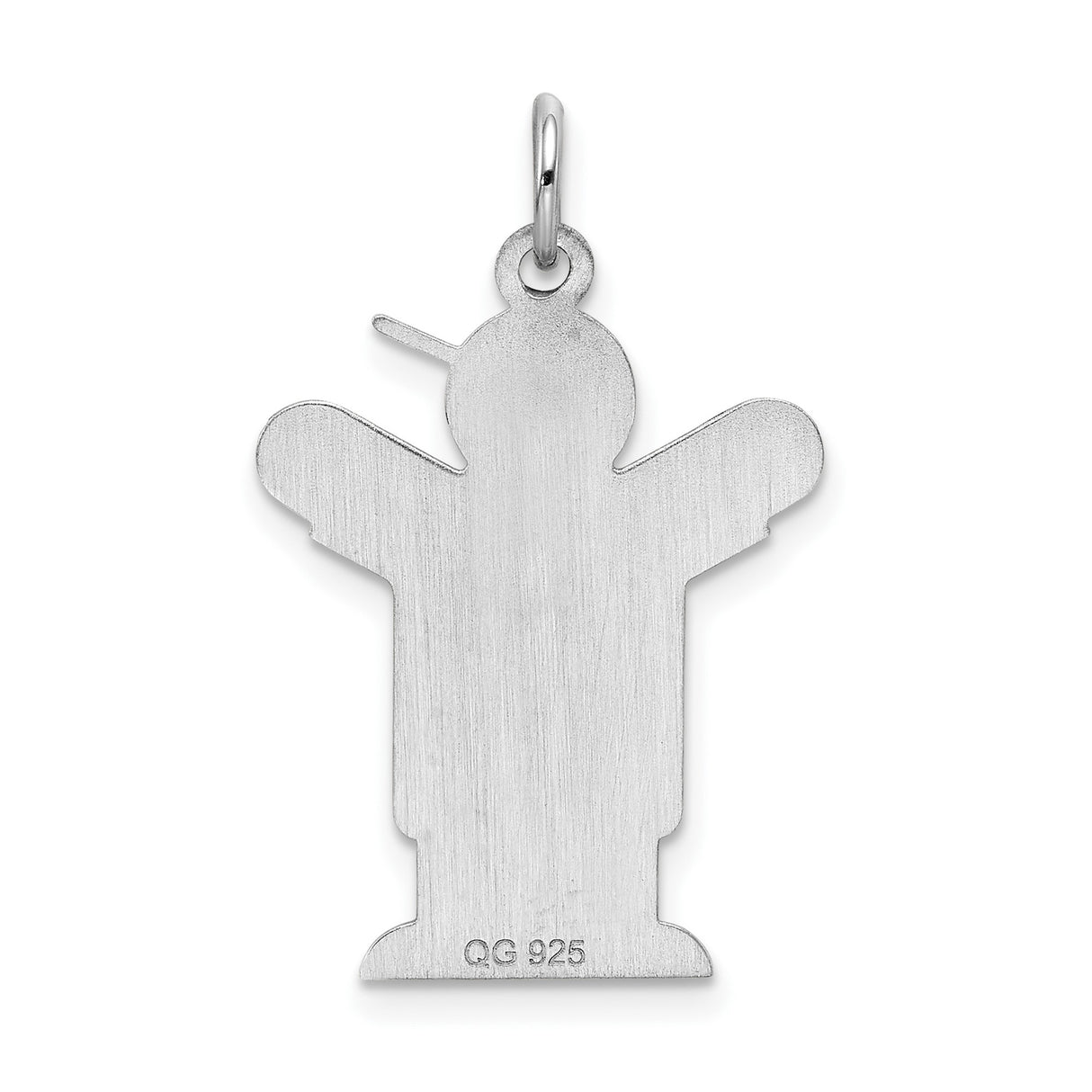 Sterling Silver Boy Pendant Charm with Cap and Overalls, Arms Raised Design, Minimalist Family Jewelry