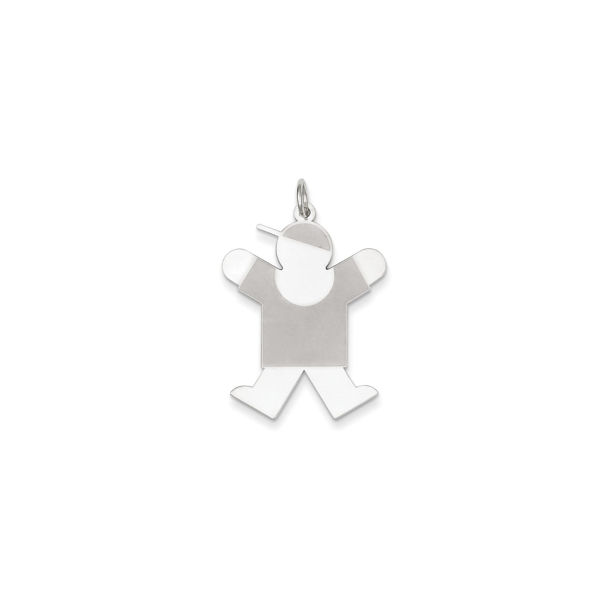 Sterling Silver Boy Pendant with Outstretched Arms and Baseball Cap, Whimsical Family Charm