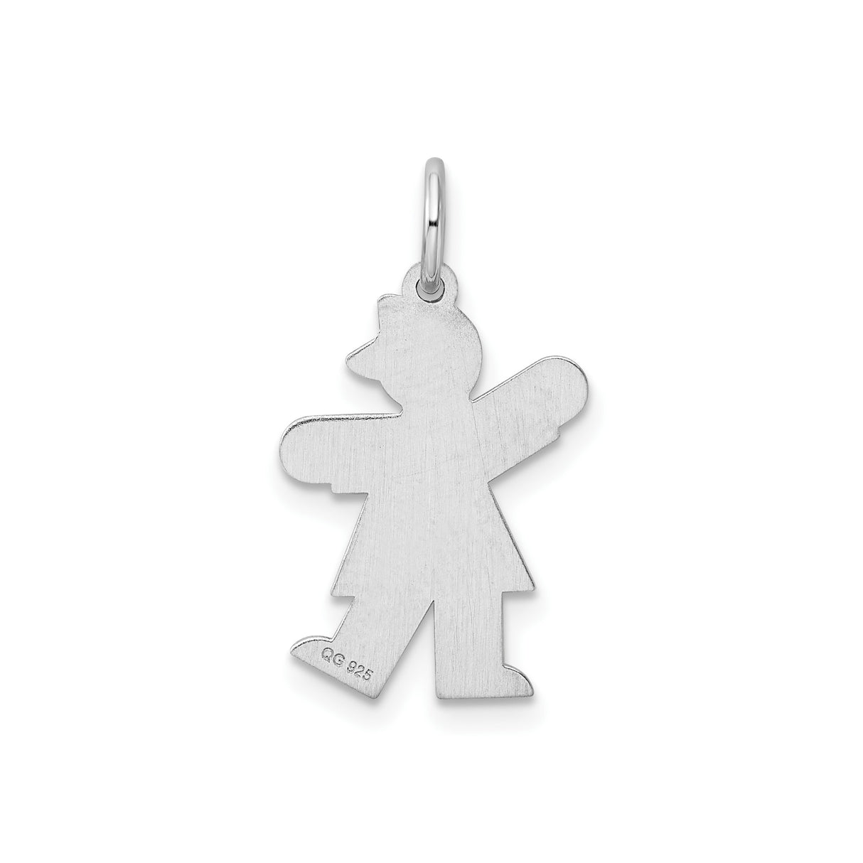 Sterling Silver Girl Shaped Pendant with Heart Detail, Family Charm Jewelry for Women