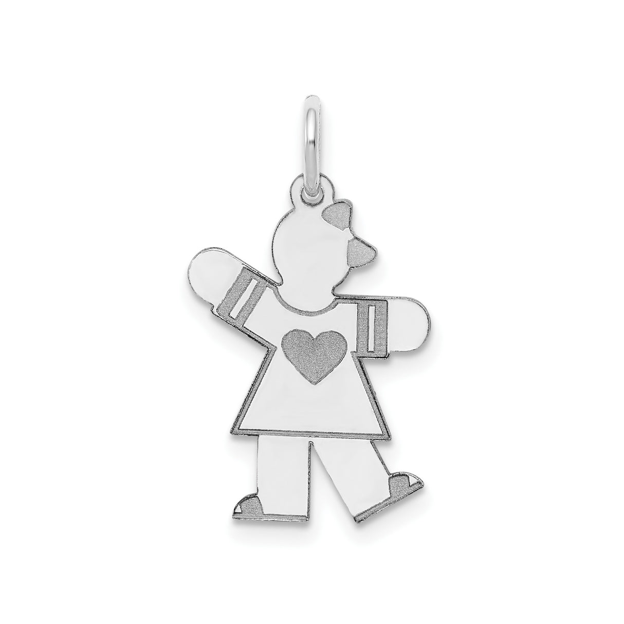 Sterling Silver Girl Shaped Pendant with Heart Detail, Family Charm Jewelry for Women