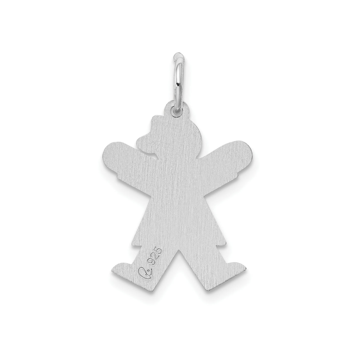 Sterling Silver Girl Charm Pendant with Heart Center and Bow Detail