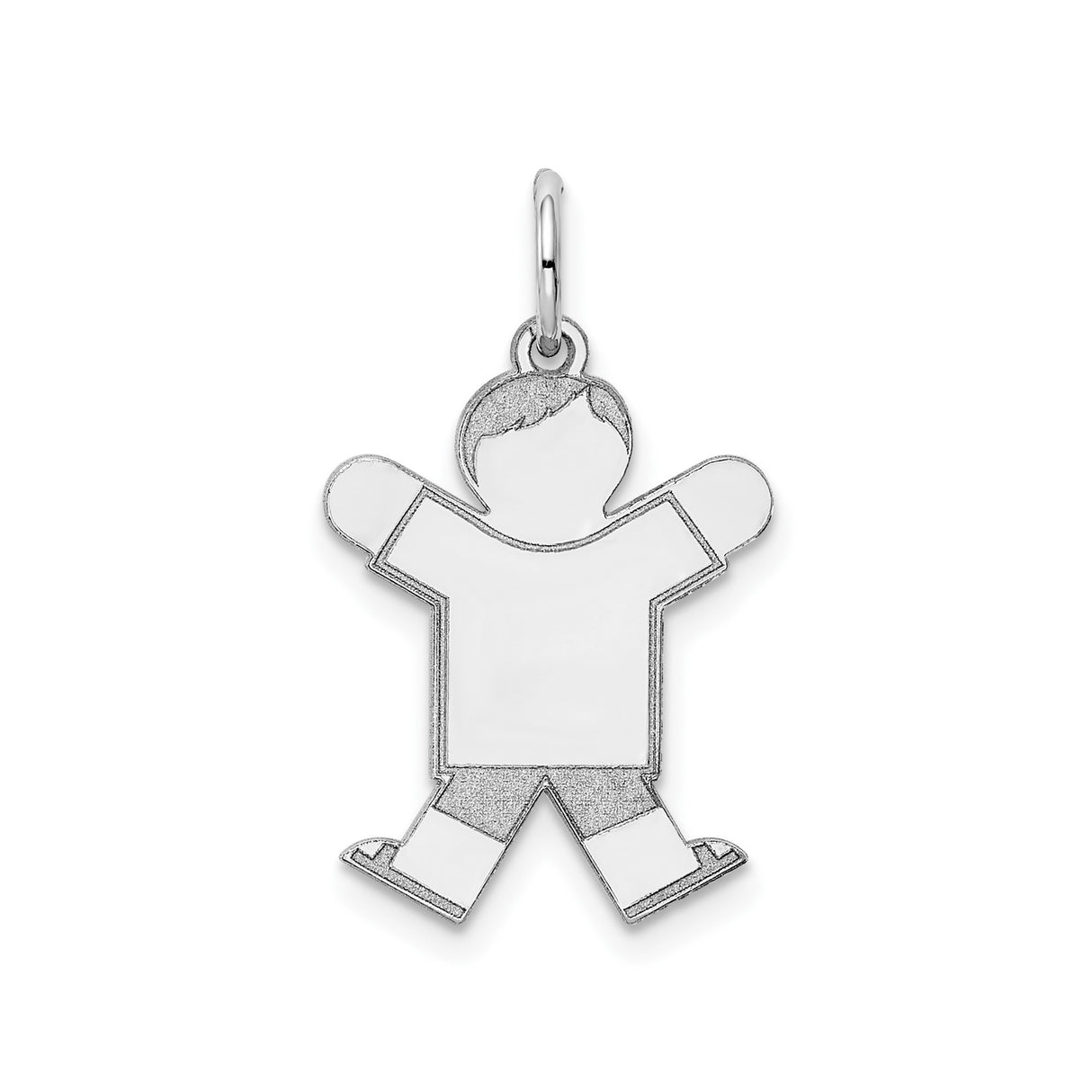 Sterling Silver Boy Shaped Pendant with Cutout Design and Etched Details, Motherhood Symbol Charm