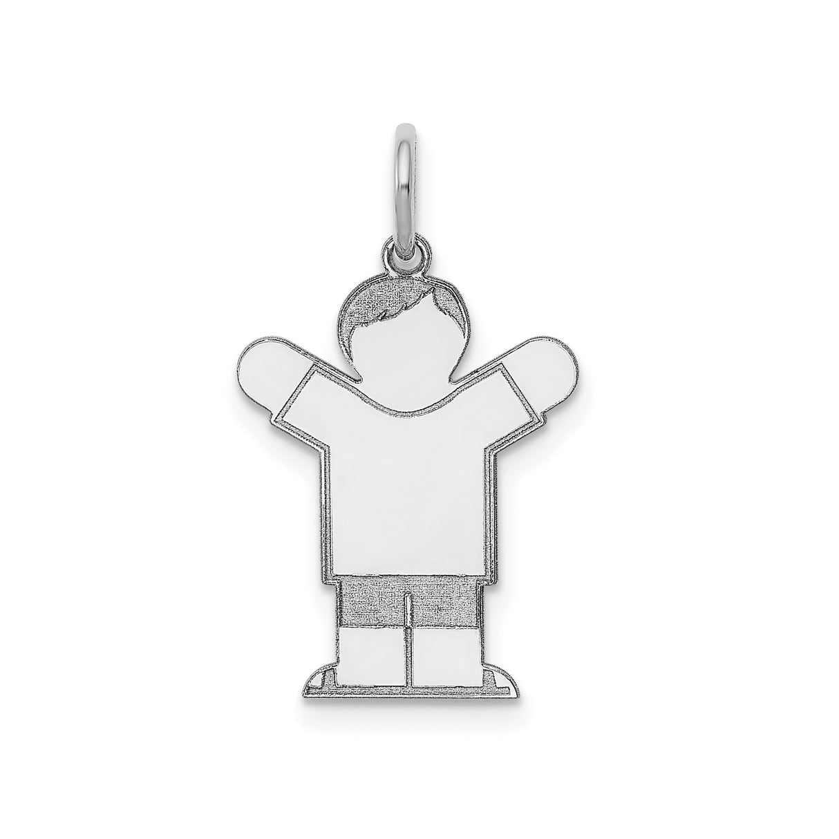 Sterling Silver Boy Pendant Charm with Raised Arms, Minimalist Son Figure for Family Jewelry