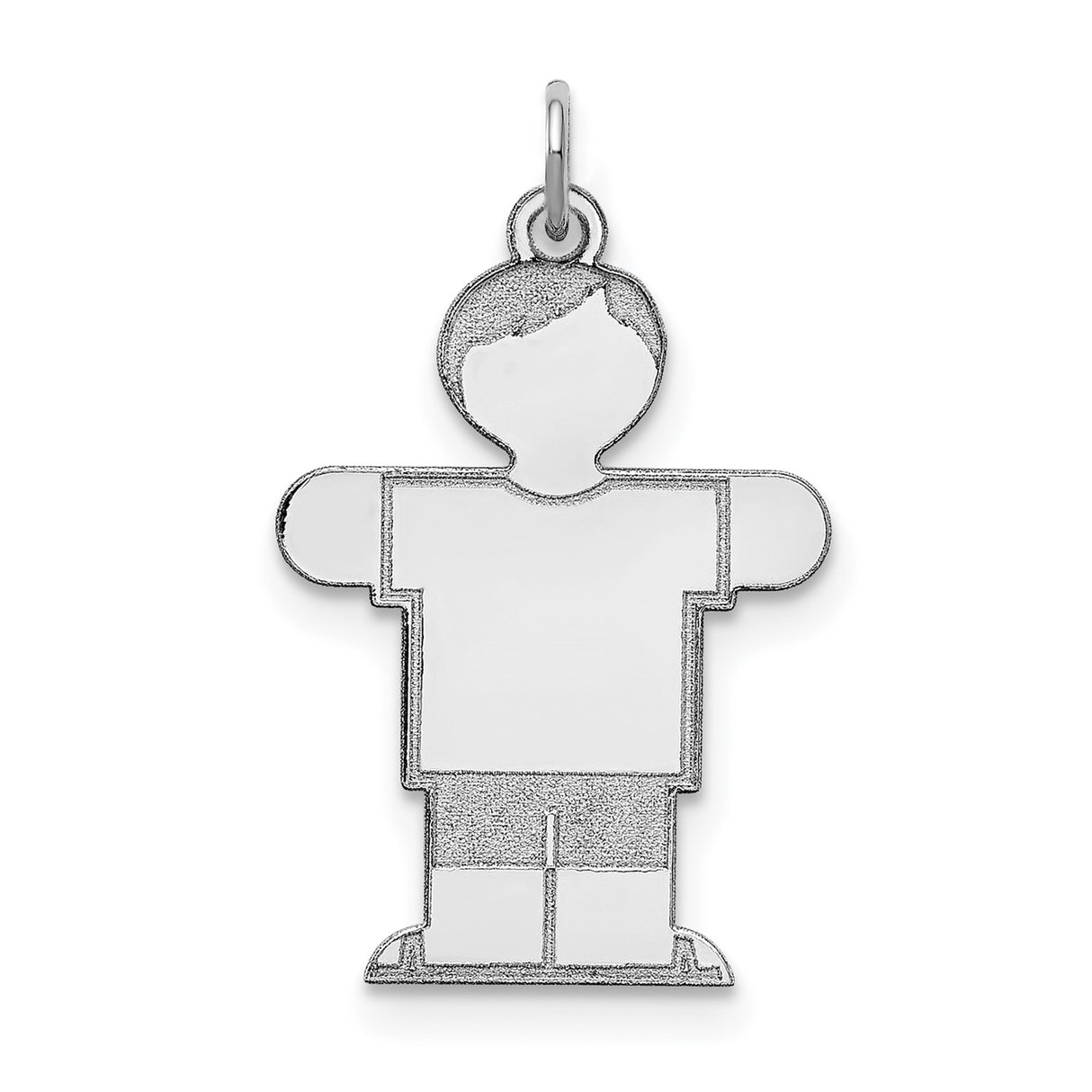 Sterling Silver Boy Pendant Charm with T-Shirt and Shorts, Minimalist Family Keepsake Jewelry