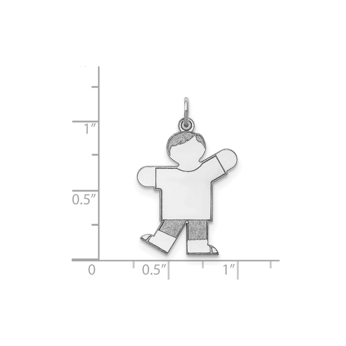 Sterling Silver Boy Shaped Pendant Charm, Textured and Polished Silhouette Jewelry for Women