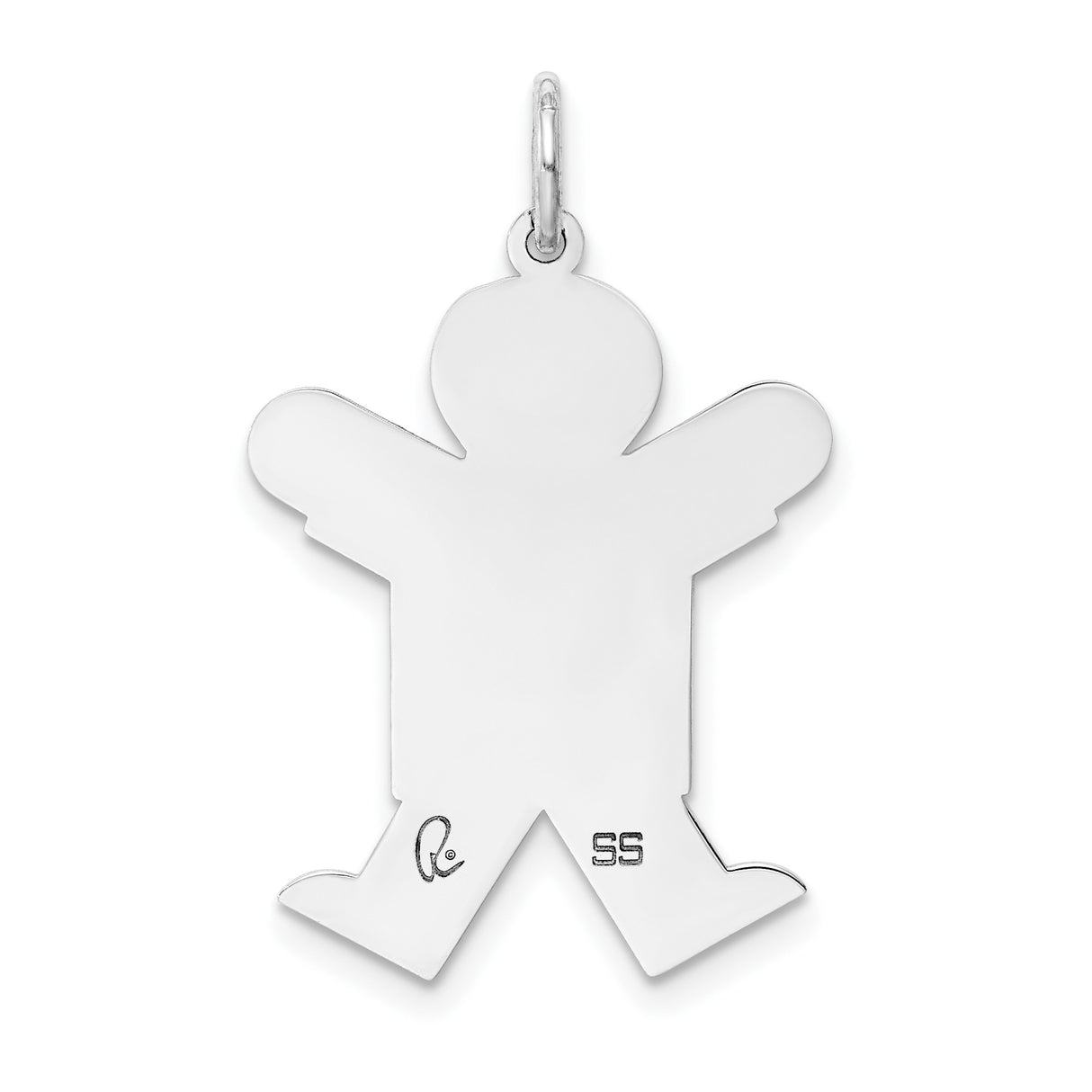 Sterling Silver Boy Pendant Charm with Etched Silhouette, Motherhood and Family Symbol