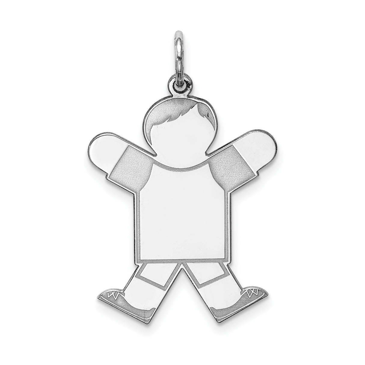 Sterling Silver Boy Pendant Charm with Etched Silhouette, Motherhood and Family Symbol