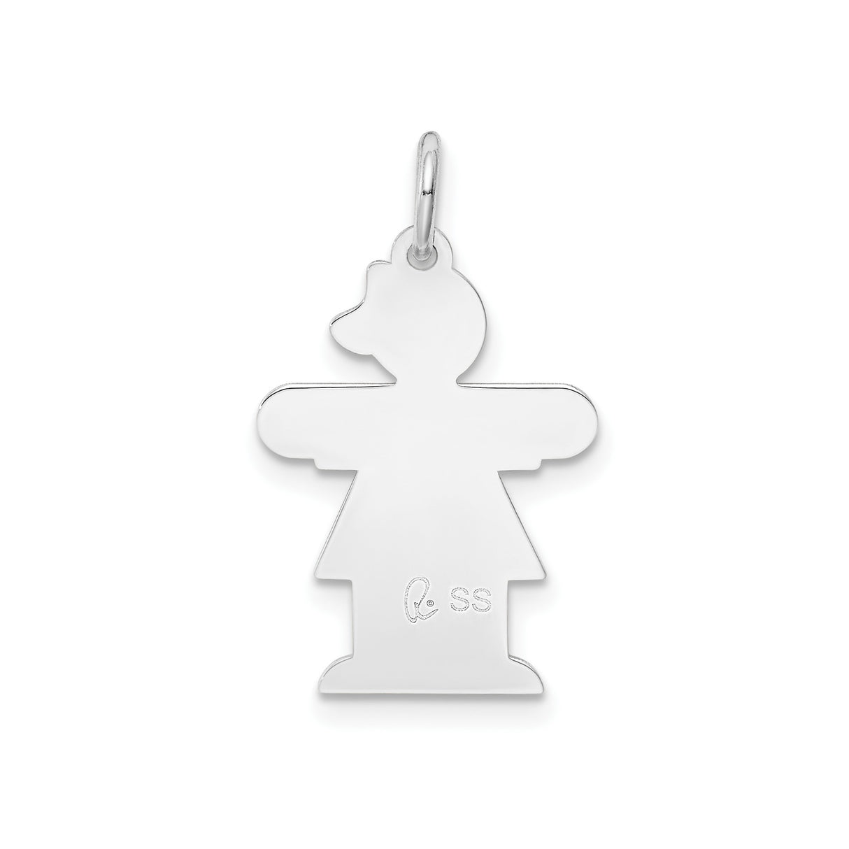 Sterling Silver Girl Shaped Pendant with Bow and Skirt, Sentimental Family Charm Jewelry