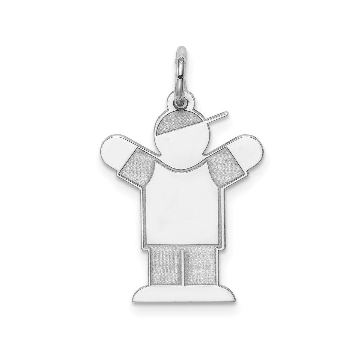 Sterling Silver Boy Charm Pendant with Cap and T-Shirt, Minimalist Family Jewelry