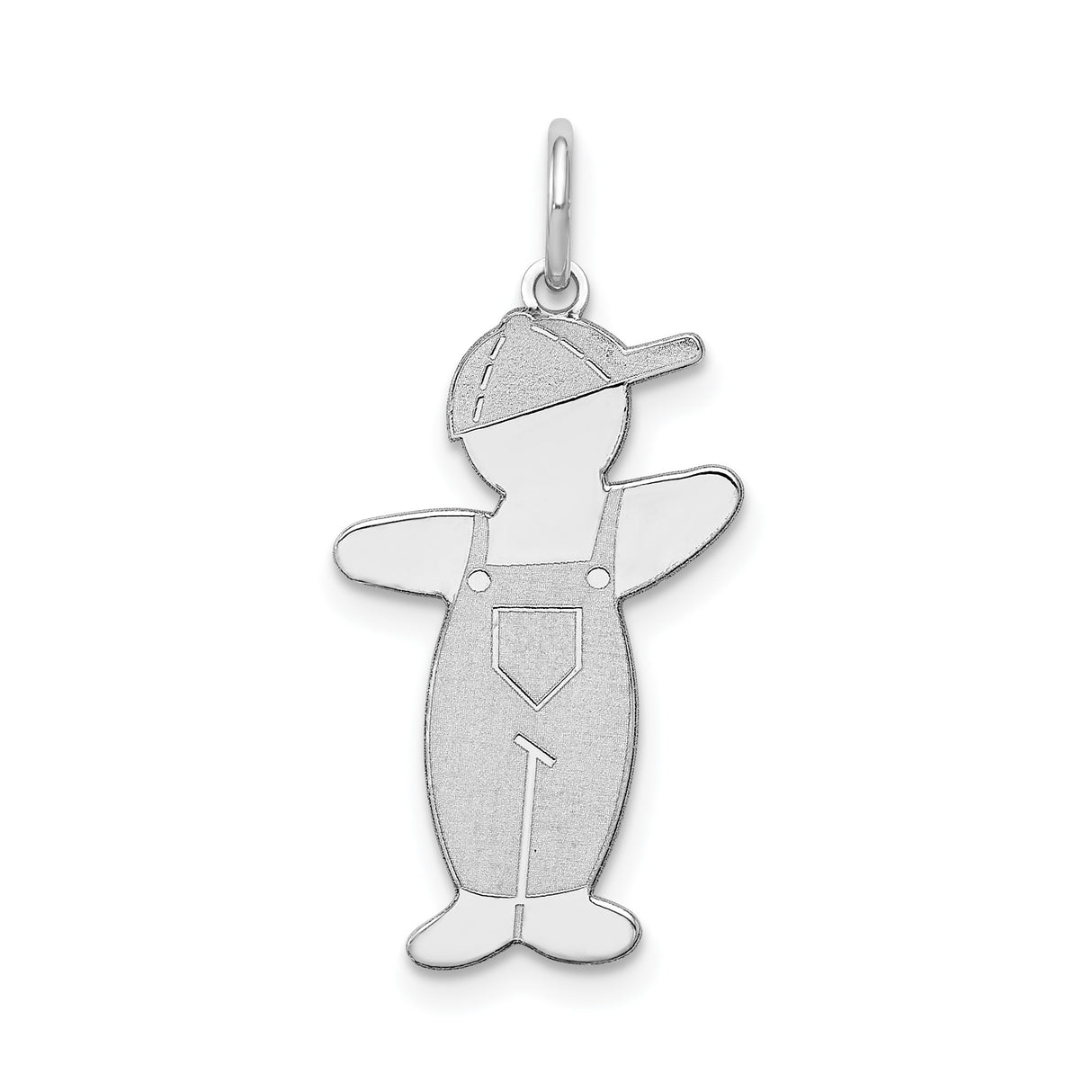 Sterling Silver Boy Charm Pendant with Overalls and Baseball Cap, Motherhood Keepsake Jewelry