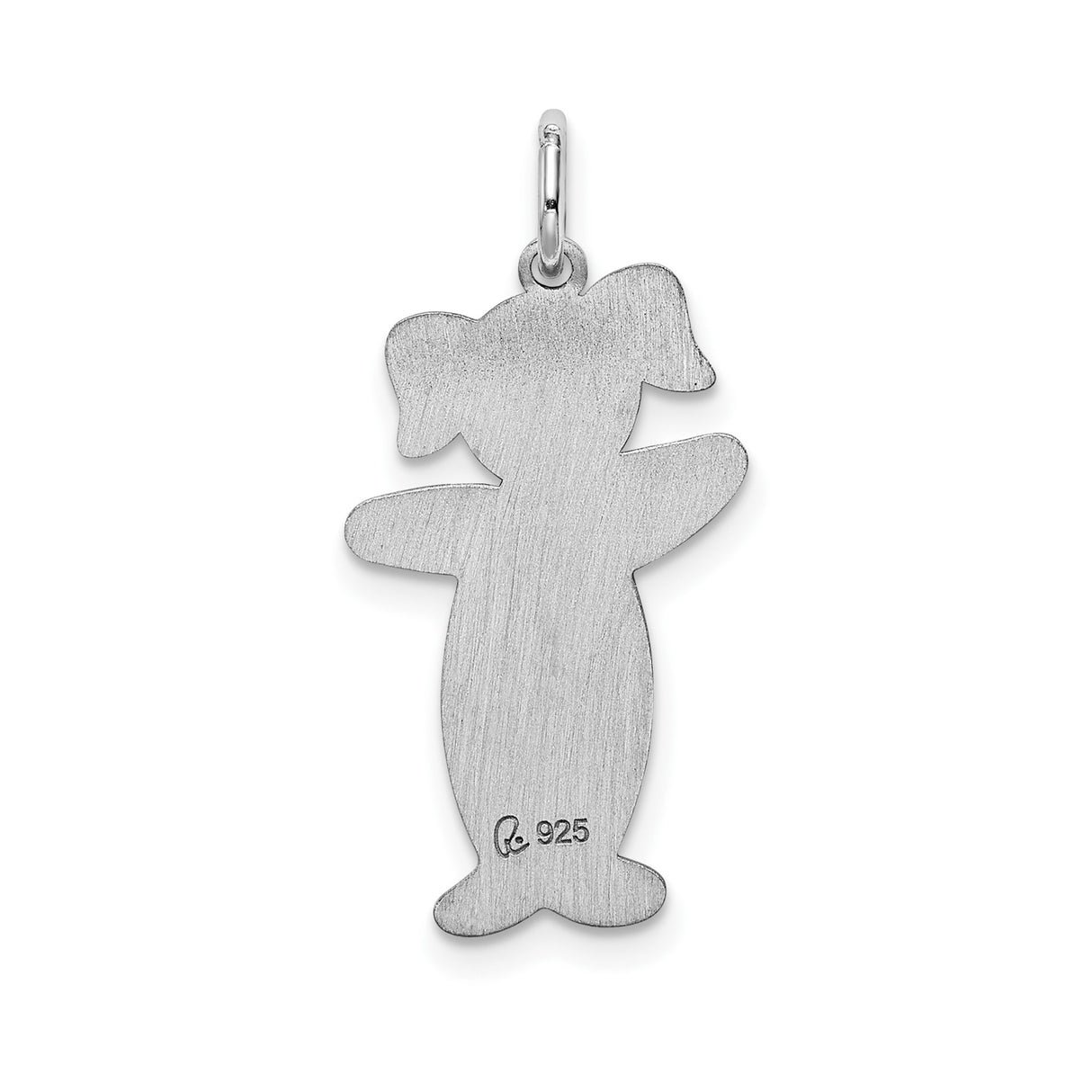Sterling Silver Girl Charm Pendant with Pigtails in Overalls, Sentimental Family Jewelry