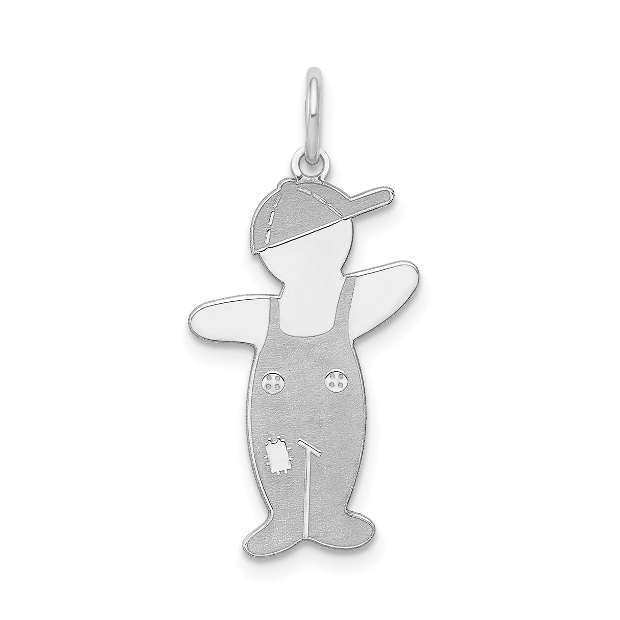 Sterling Silver Boy Pendant with Overalls and Baseball Cap, Family Charm Jewelry for Mom or Grandma