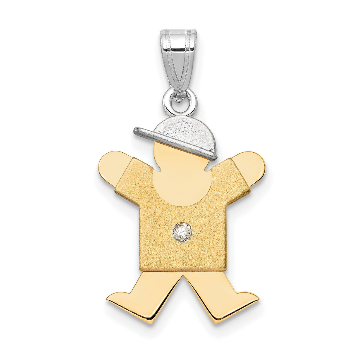 AA Diamond Kid Charm Pendant in Real 14k Multi-Tone Gold