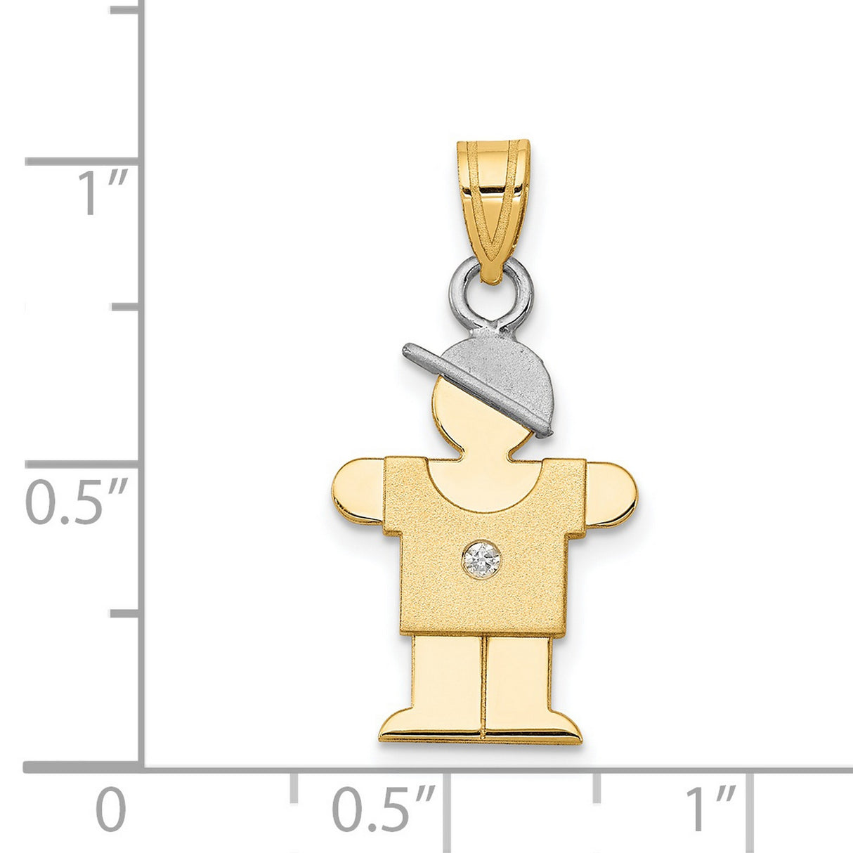 AA Diamond Kid Charm Pendant in Real 14k Multi-Tone Gold