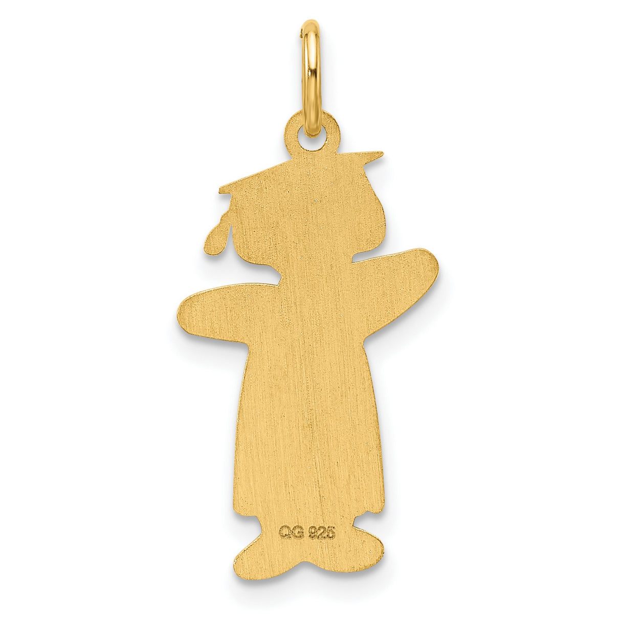 Gold Plated Class of 2024 Girl Cuddle Charm Pendant in Real 925 Sterling SIlver