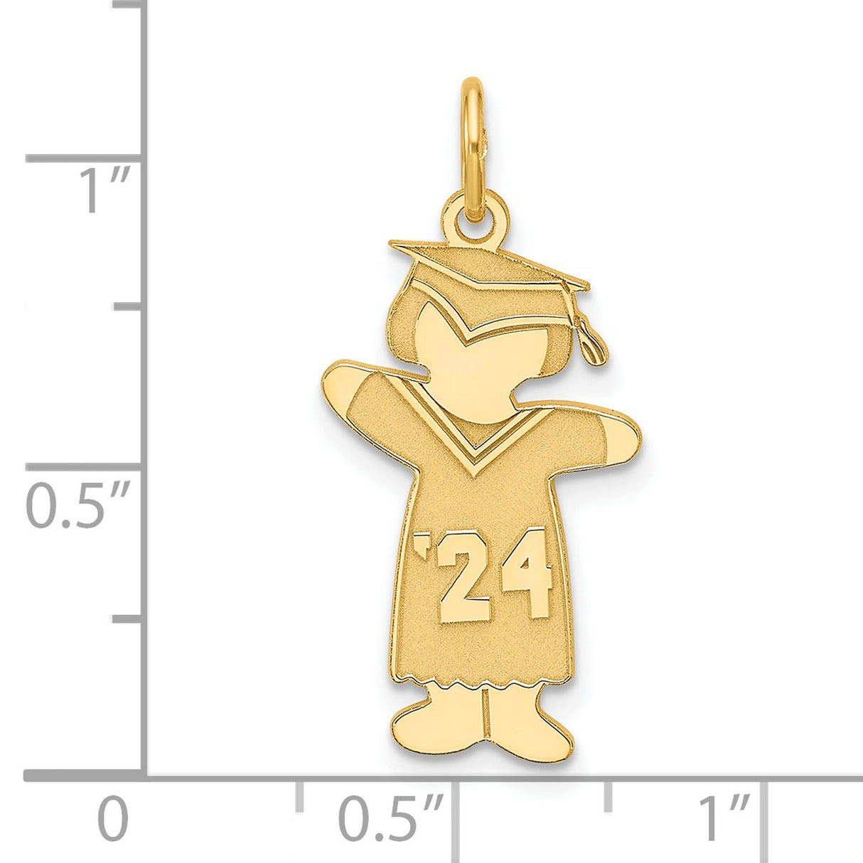 Gold Plated Class of 2024 Girl Cuddle Charm Pendant in Real 925 Sterling SIlver