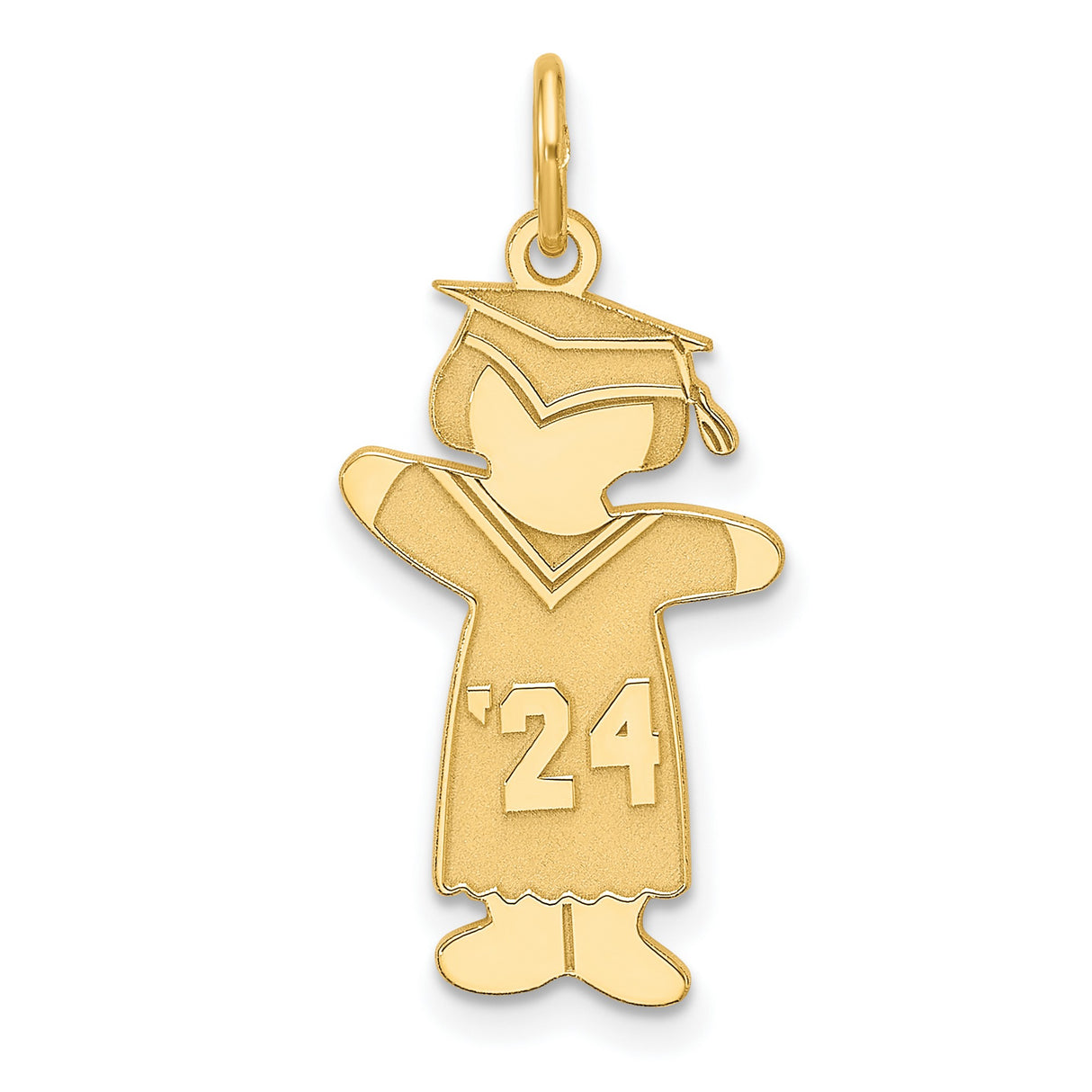 Gold Plated Class of 2024 Girl Cuddle Charm Pendant in Real 925 Sterling SIlver
