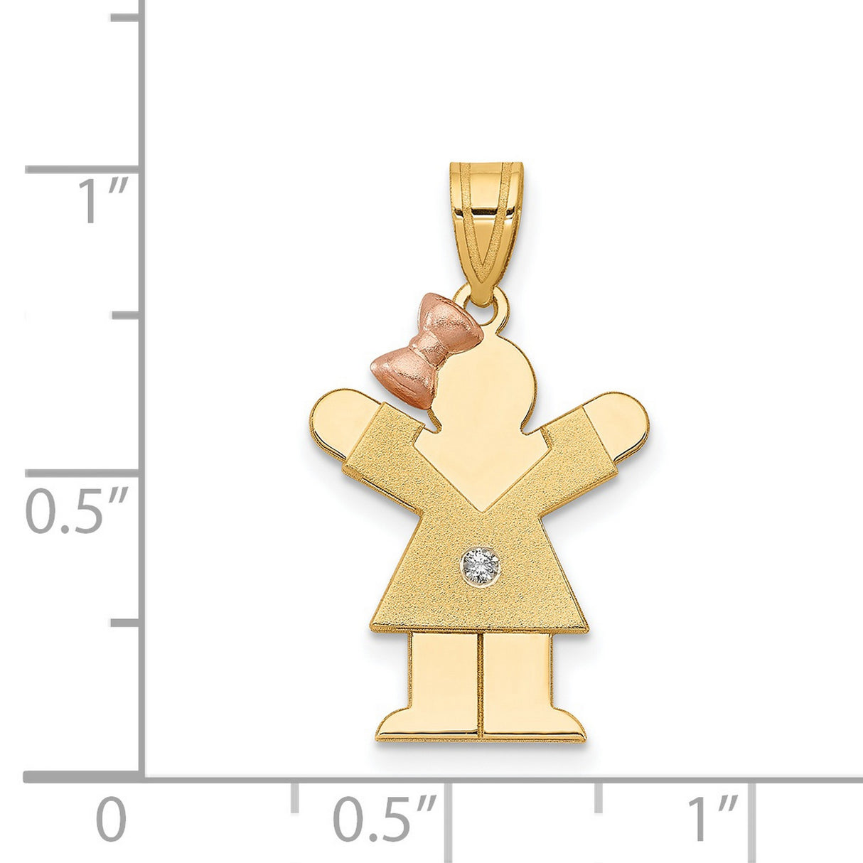 AA Diamond Kid Charm Pendant in Real 14k Multi-Tone Gold