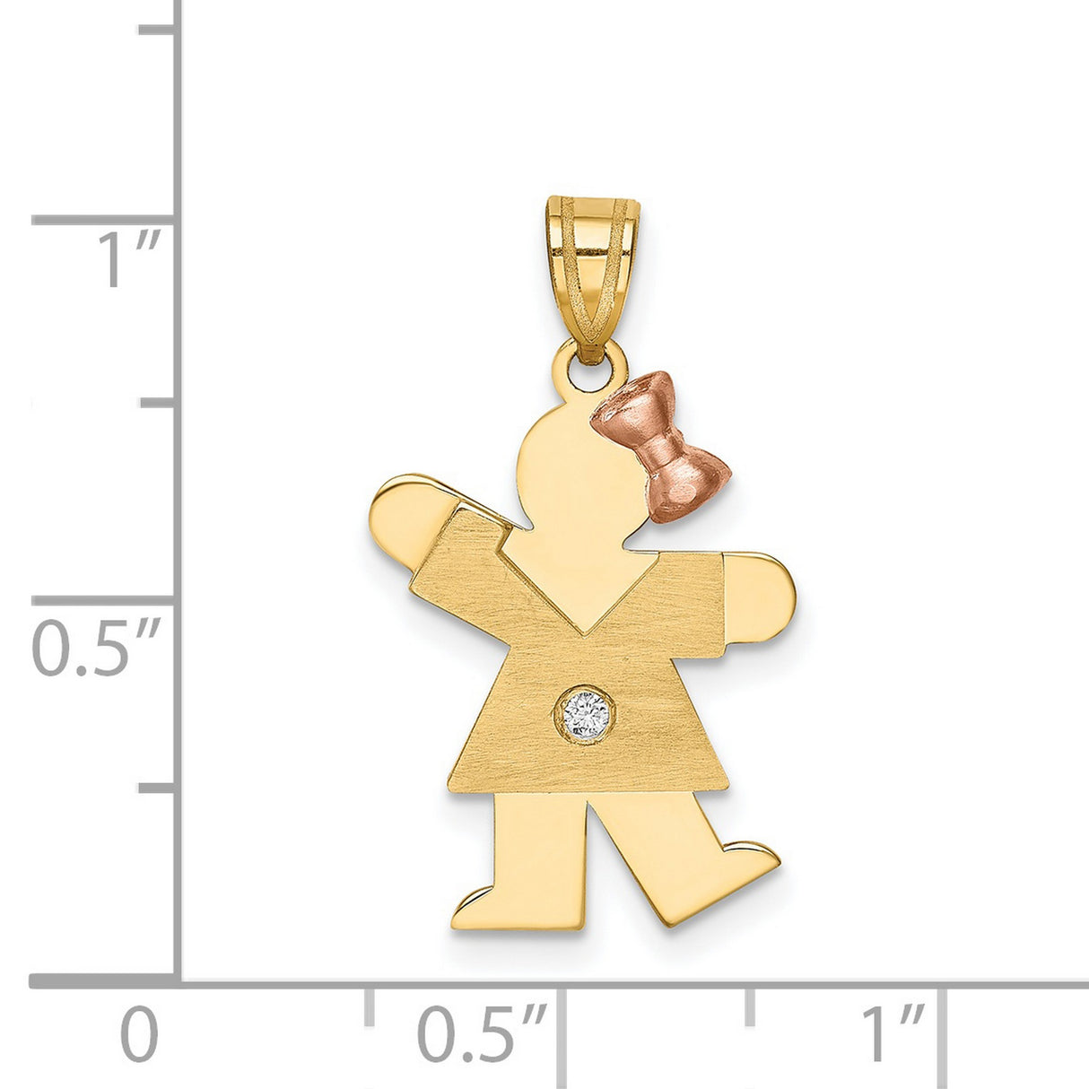 VS Diamond Kid Charm Pendant in Real 14k Multi-Tone Gold