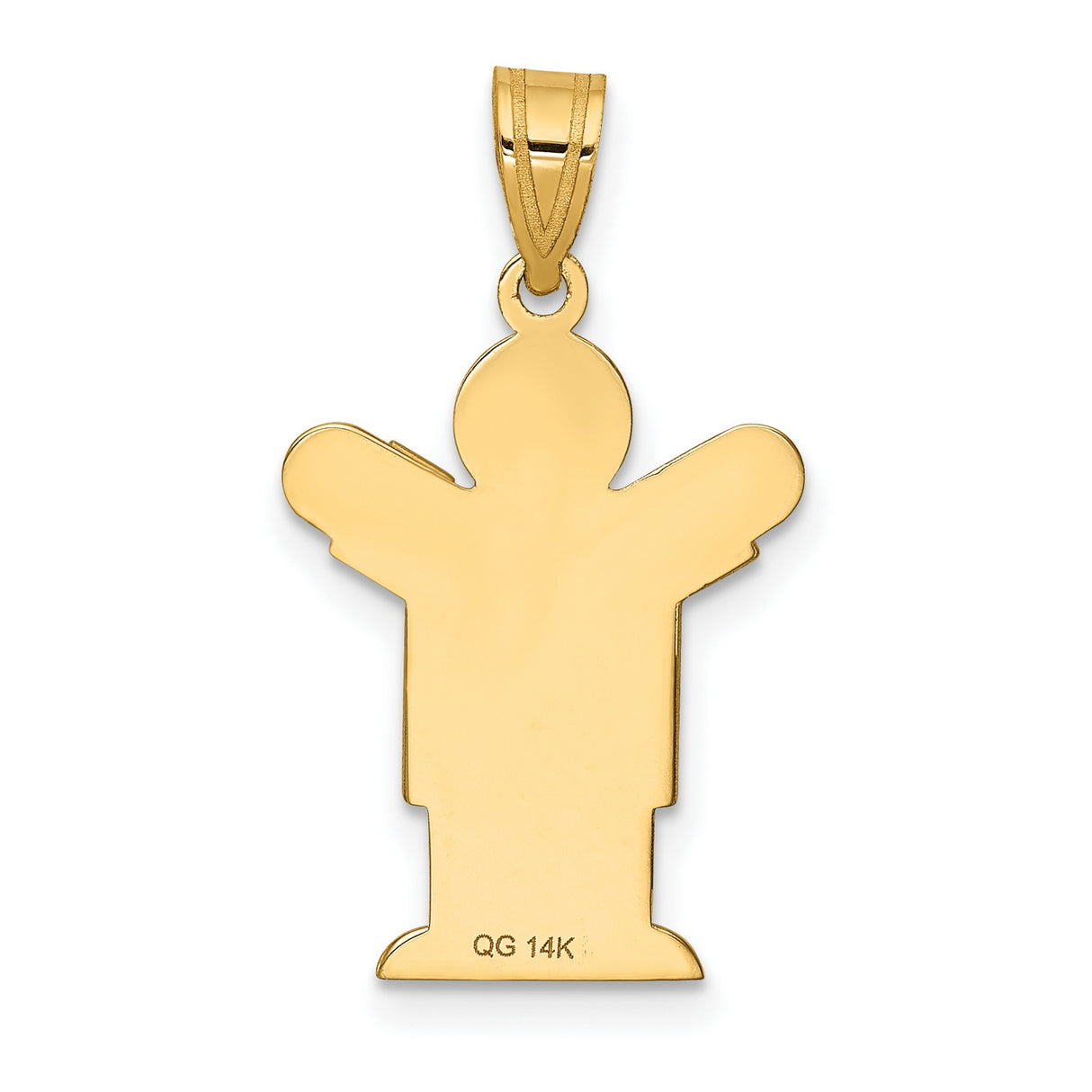 Solid Satin Engravable Boy Charm Pendant in Real 14k Yellow Gold