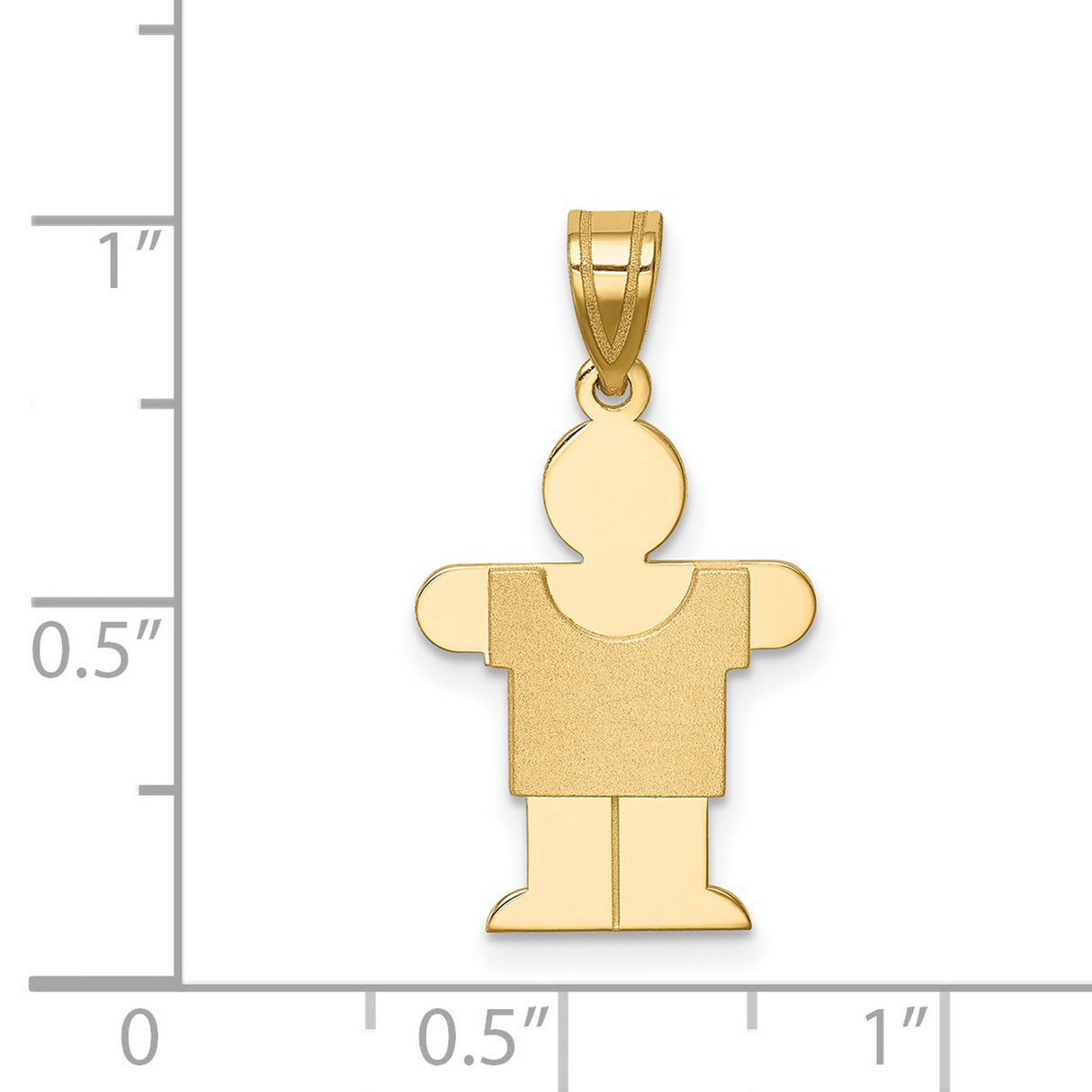 14k Yellow Gold Boy Pendant Charm with Matte Shirt and Polished Finish