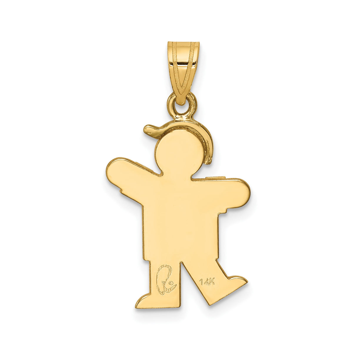 14k Two-Tone Gold Boy Pendant with Cap, Sentimental Family Charm for Women