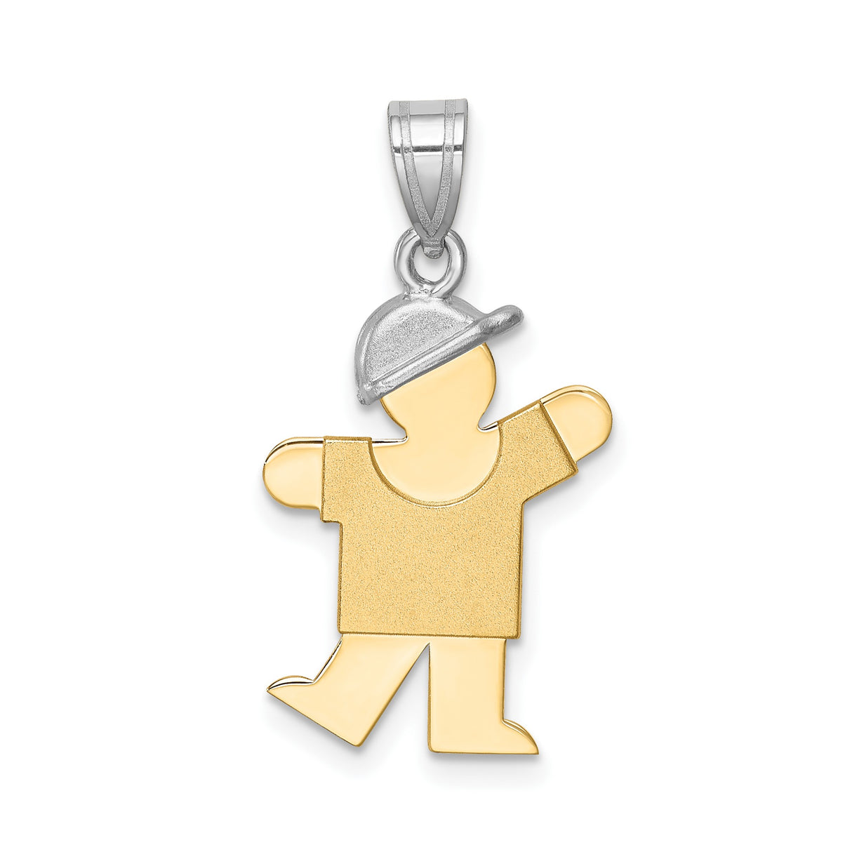 14k Two-Tone Gold Boy Pendant with Cap, Sentimental Family Charm for Women
