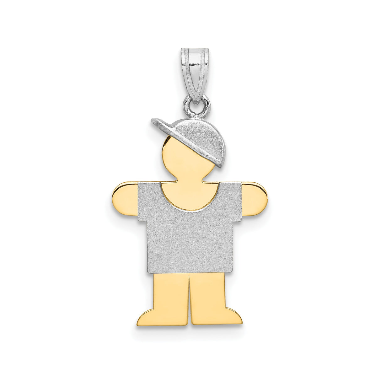 14k Two-Tone Gold Boy Charm Pendant with Cap and T-Shirt Design